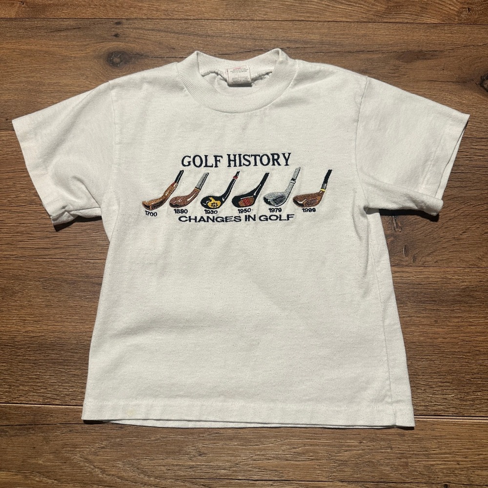 Vintage Buster Brown White Golf History T Shirt Kids Size 5
